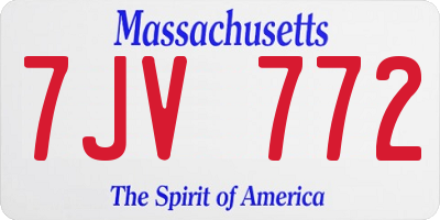 MA license plate 7JV772