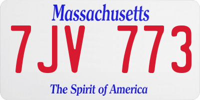 MA license plate 7JV773