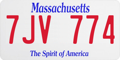 MA license plate 7JV774