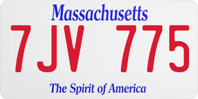 MA license plate 7JV775