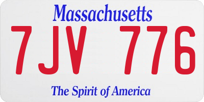 MA license plate 7JV776
