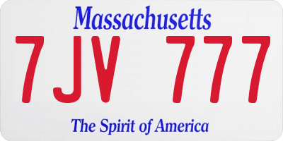 MA license plate 7JV777