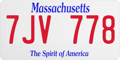 MA license plate 7JV778