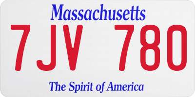 MA license plate 7JV780