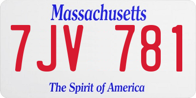 MA license plate 7JV781
