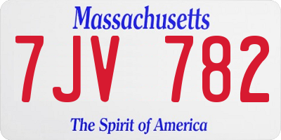 MA license plate 7JV782