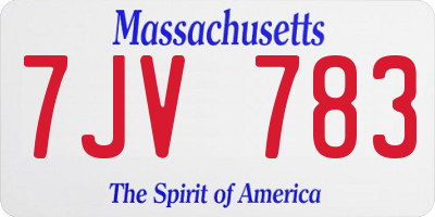 MA license plate 7JV783