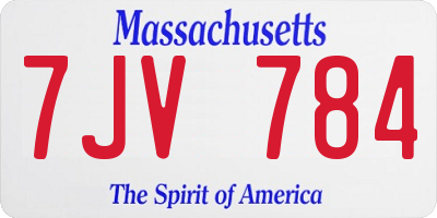 MA license plate 7JV784