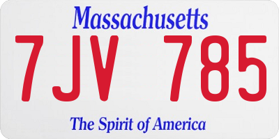 MA license plate 7JV785