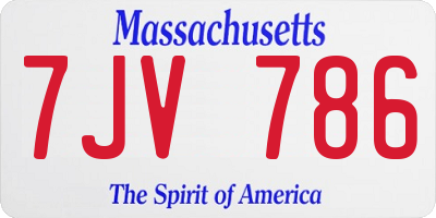 MA license plate 7JV786