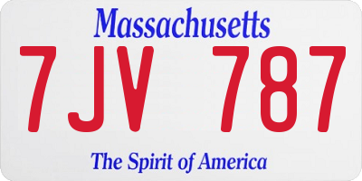 MA license plate 7JV787