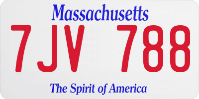 MA license plate 7JV788
