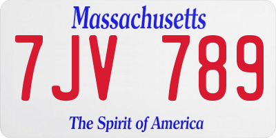MA license plate 7JV789