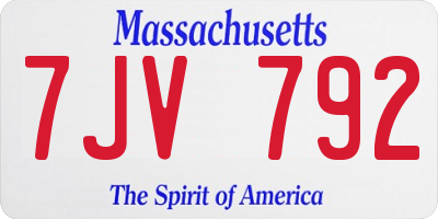 MA license plate 7JV792