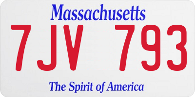 MA license plate 7JV793