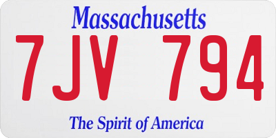 MA license plate 7JV794