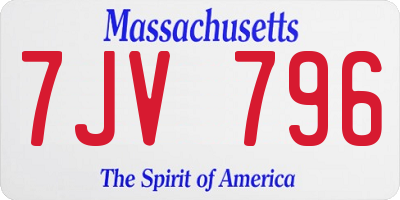 MA license plate 7JV796