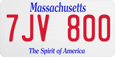 MA license plate 7JV800