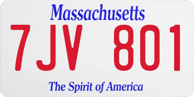 MA license plate 7JV801