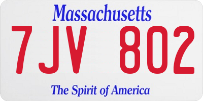 MA license plate 7JV802