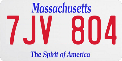 MA license plate 7JV804
