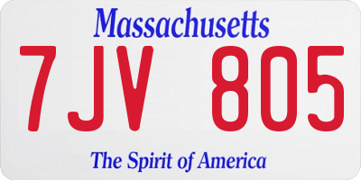 MA license plate 7JV805