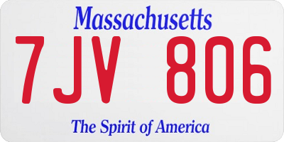 MA license plate 7JV806