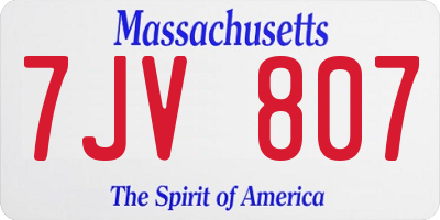 MA license plate 7JV807