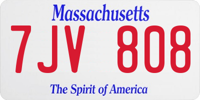 MA license plate 7JV808
