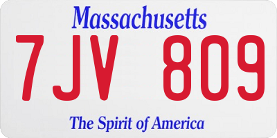 MA license plate 7JV809