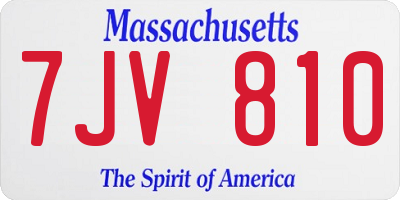 MA license plate 7JV810
