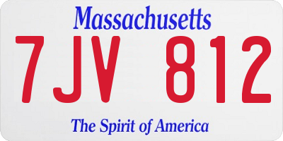 MA license plate 7JV812