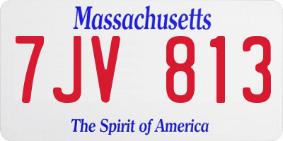 MA license plate 7JV813