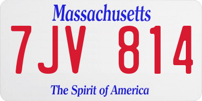 MA license plate 7JV814