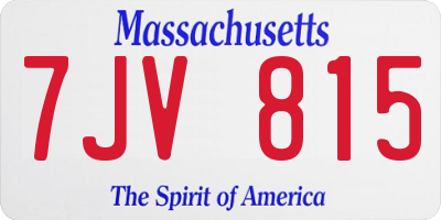 MA license plate 7JV815
