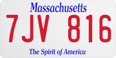 MA license plate 7JV816