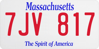 MA license plate 7JV817