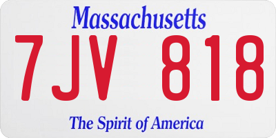 MA license plate 7JV818