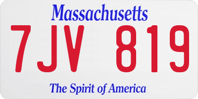 MA license plate 7JV819