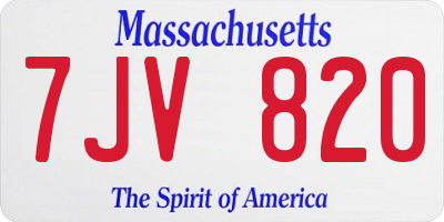MA license plate 7JV820