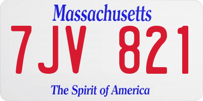 MA license plate 7JV821