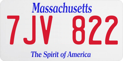 MA license plate 7JV822