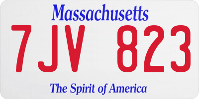 MA license plate 7JV823