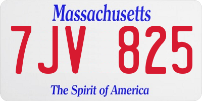 MA license plate 7JV825