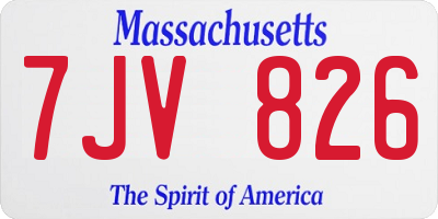 MA license plate 7JV826
