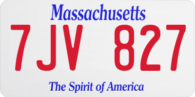 MA license plate 7JV827