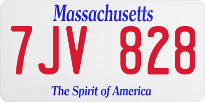MA license plate 7JV828