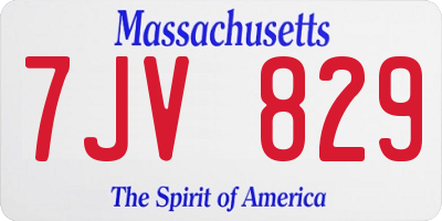 MA license plate 7JV829