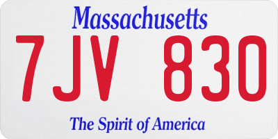 MA license plate 7JV830