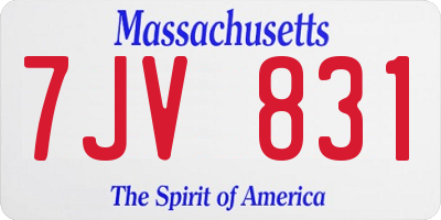 MA license plate 7JV831